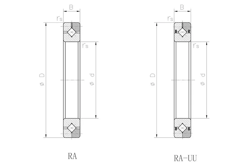 RA系列交叉滾子軸承剖面圖